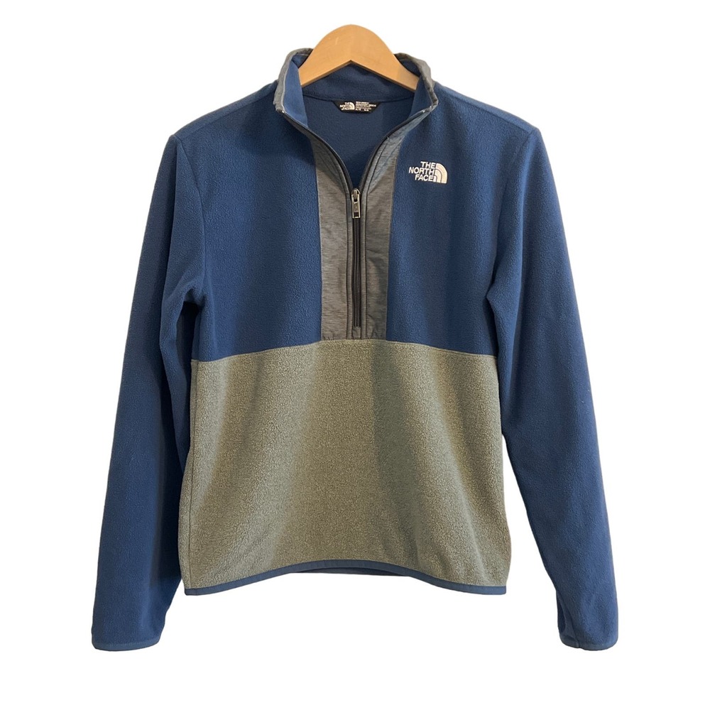 The North Face Glacier Fleece 1/2 Zip Pullover Blue Gray Sz YXL 14/15